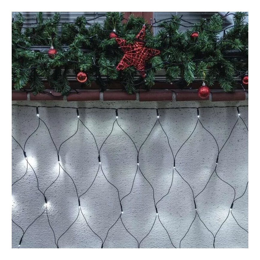 LED Ziemassvētku āra virtene 160xLED/2x1,5m IP44 vēsi balts