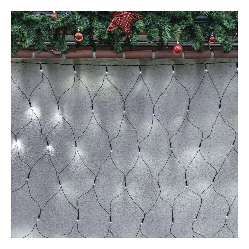 LED Ziemassvētku āra virtene 160xLED/2x1,5m IP44 vēsi balts