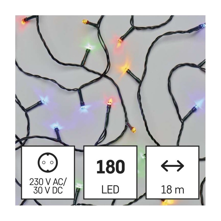LED Ziemassvētku āra virtene 180xLED/23m IP44 daudzkrāsaina