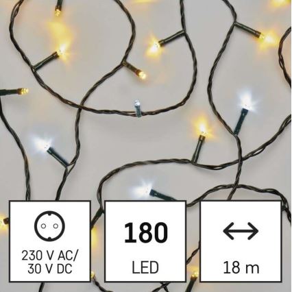 LED Ziemassvētku āra virtene 180xLED/23m IP44 silti/vēsi balta
