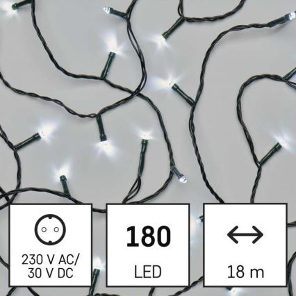 LED Ziemassvētku āra virtene 180xLED/8 režīmi 23m IP44 auksti balta