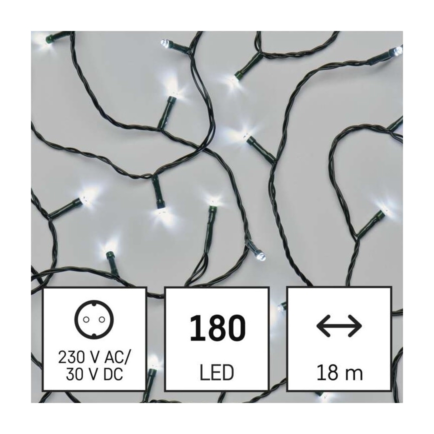 LED Ziemassvētku āra virtene 180xLED/8 režīmi 23m IP44 vēsi balta