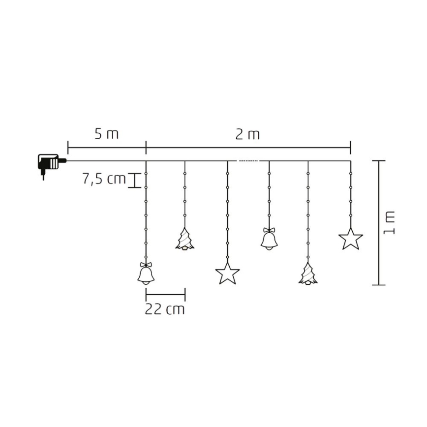 LED Ziemassvētku āra virtene 186xLED 7m IP44 vēsi balta