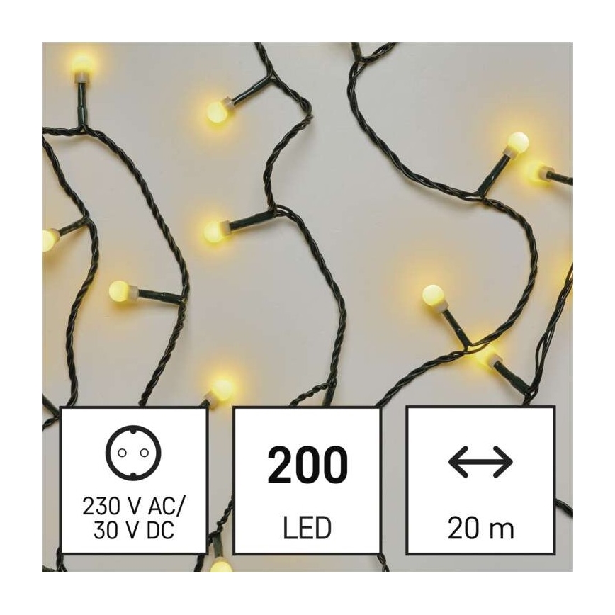 LED Ziemassvētku āra virtene 200xLED/25m IP44 silti balta