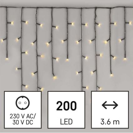 LED Ziemassvētku āra virtene 200xLED/8 režīmi 8,6m IP44 silti balta