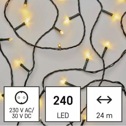LED Ziemassvētku āra virtene 240xLED/8 režīmi 29m IP44 silti balta