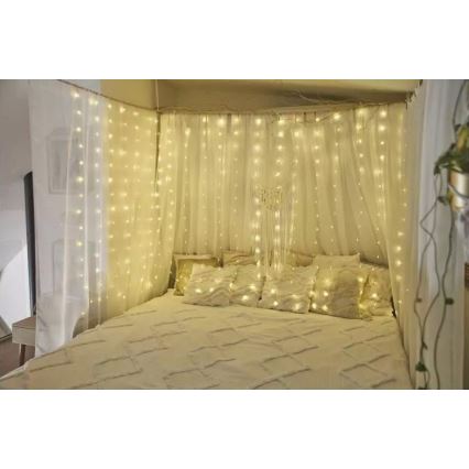 LED Ziemassvētku āra virtene 300xLED/8 funkcijas 7,9 m IP44 silti balta
