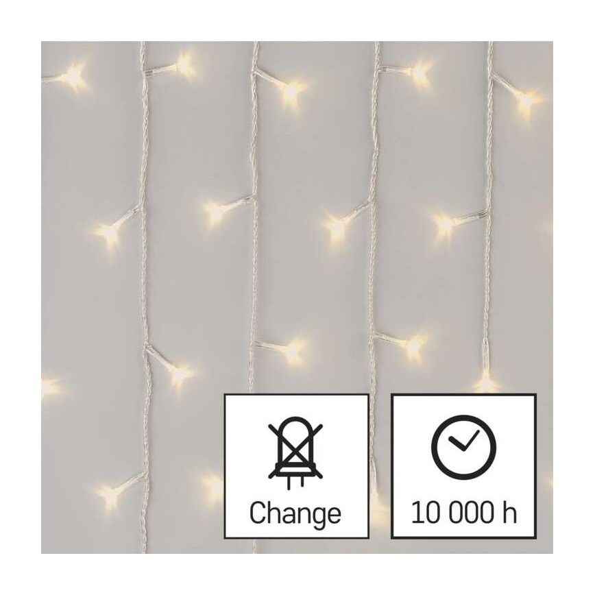 LED Ziemassvētku āra virtene 300xLED/8 režīmi 10m IP44 silti balta + tālvadības pults