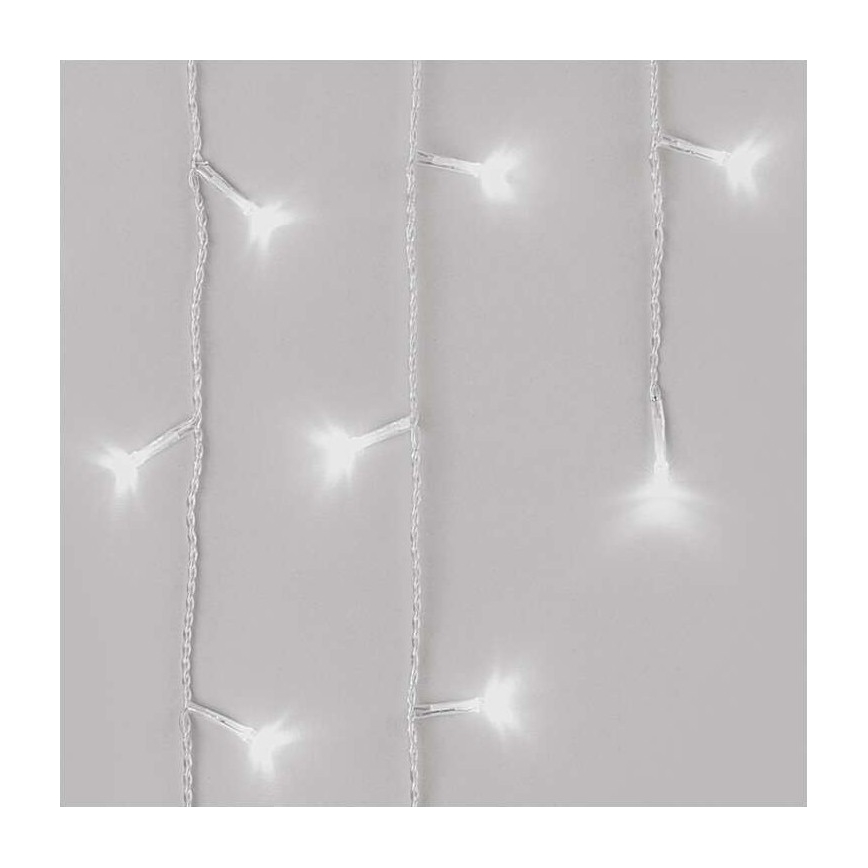 LED Ziemassvētku āra virtene 300xLED/8 režīmi 10m IP44 vēsi balta + tālvadības pults