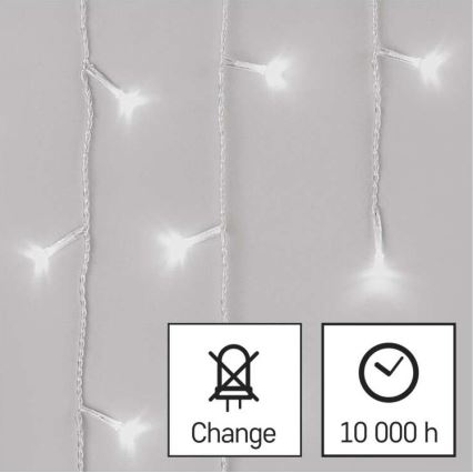 LED Ziemassvētku āra virtene 300xLED/8 režīmi 10m IP44 vēsi balta + tālvadības pults