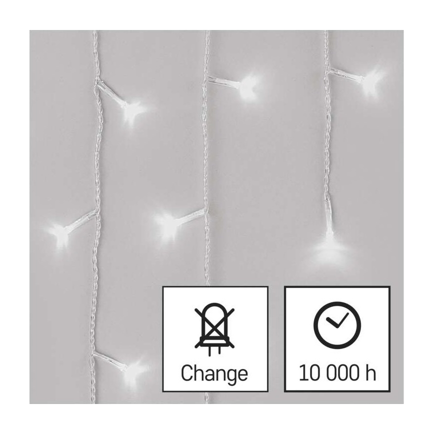LED Ziemassvētku āra virtene 300xLED/8 režīmi 10m IP44 vēsi balta + tālvadības pults