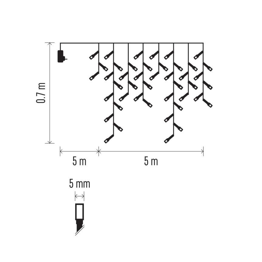LED Ziemassvētku āra virtene 300xLED/8 režīmi 10m IP44 vēsi balta + tālvadības pults