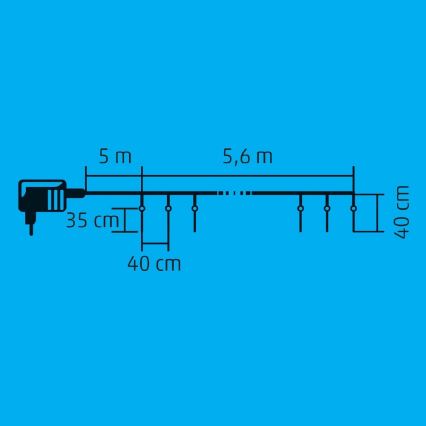 LED Ziemassvētku āra virtene 360xLED 10,6m IP44 vēsi balts