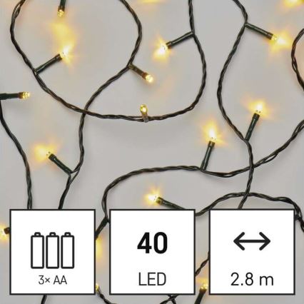 LED Ziemassvētku āra virtene 40xLED/3,3m IP44 silti balta