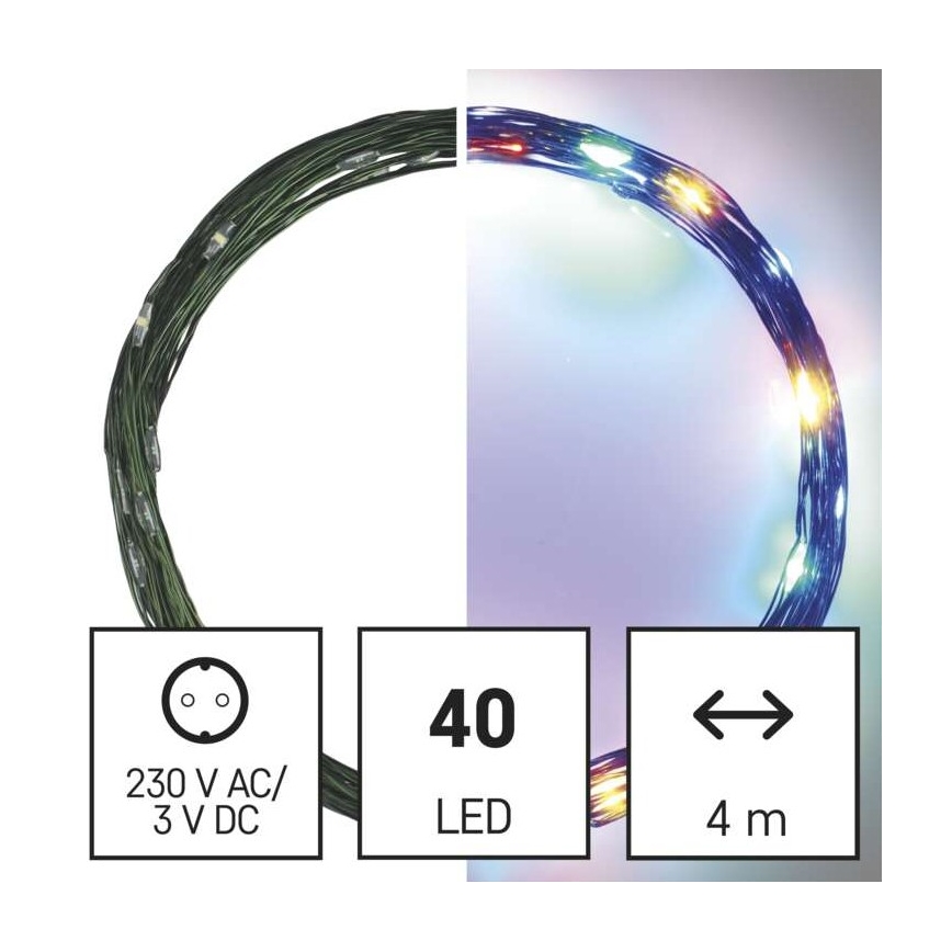 LED Ziemassvētku āra virtene 40xLED/9m IP44 daudzkrāsaina