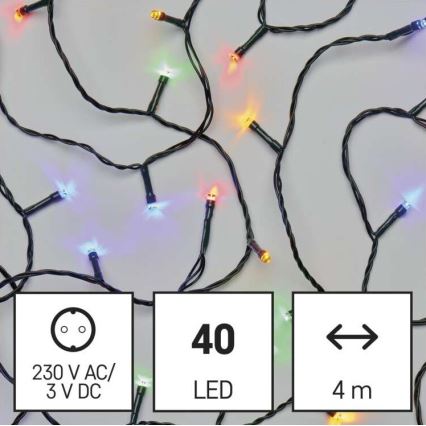 LED Ziemassvētku āra virtene 40xLED/9m IP44 daudzkrāsaina