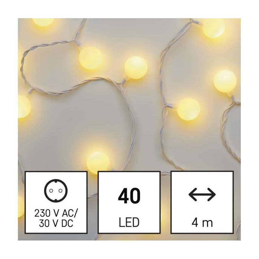 LED Ziemassvētku āra virtene 40xLED/9m IP44 siltā balta
