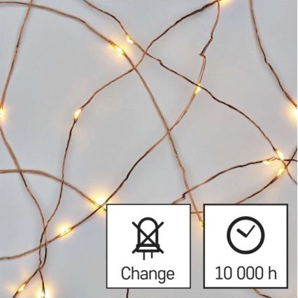 LED Ziemassvētku āra virtene 40xLED/9m IP44 silti balta