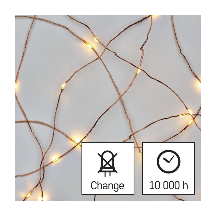 LED Ziemassvētku āra virtene 40xLED/9m IP44 silti balta