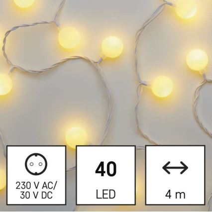 LED Ziemassvētku āra virtene 40xLED/9m IP44 silti balta