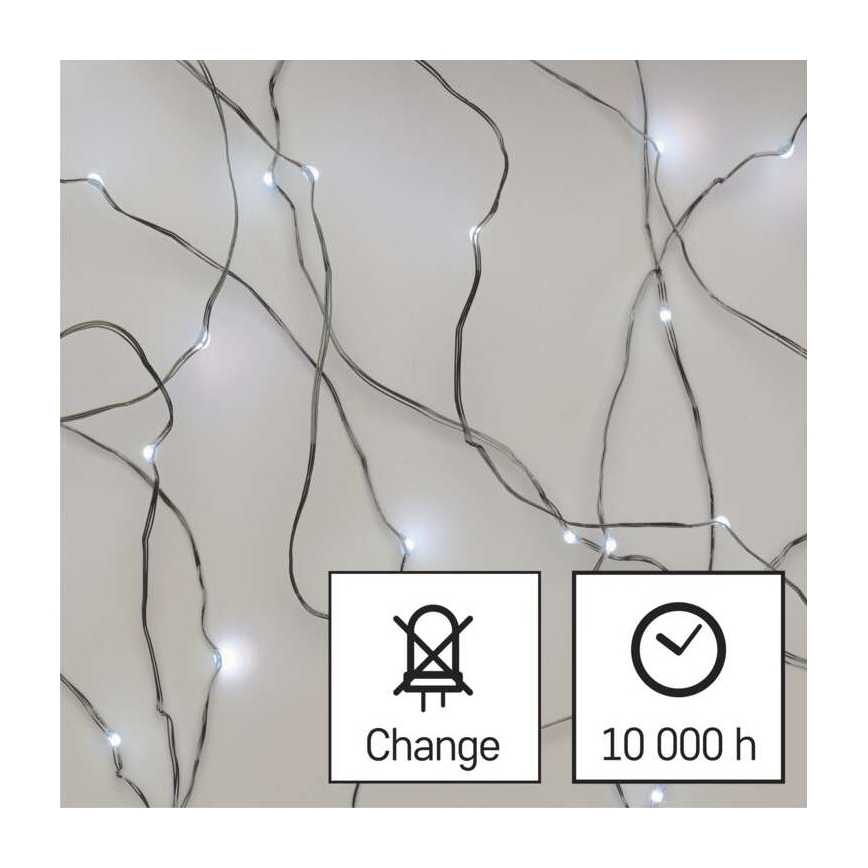 LED Ziemassvētku āra virtene 40xLED/9m IP44 vēsi balta