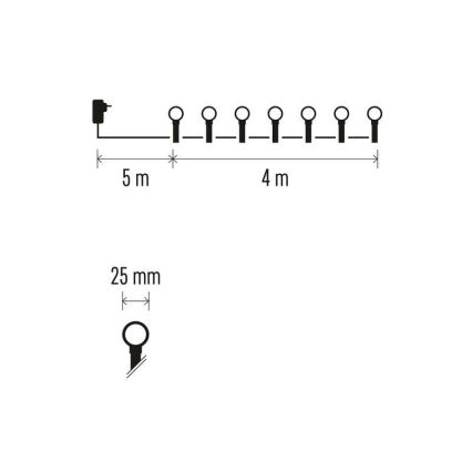 LED Ziemassvētku āra virtene 40xLED/9m IP44 vēsi balta