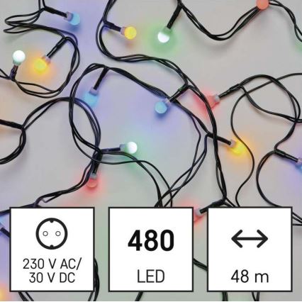 LED Ziemassvētku āra virtene 480xLED/53m IP44 daudzkrāsaina