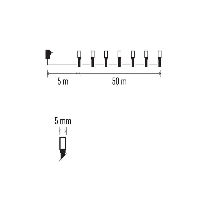 LED Ziemassvētku āra virtene 500xLED/55m IP44 vēsi balta