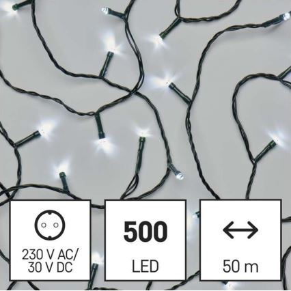 LED Ziemassvētku āra virtene 500xLED/55m IP44 vēsi balta