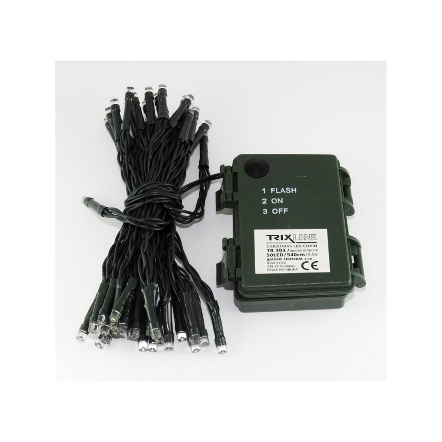 LED Ziemassvētku āra virtene 50xLED/2 funkcijas 5,4m IP44 silti balta