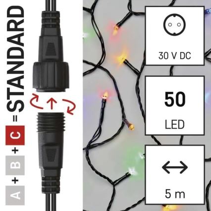 LED Ziemassvētku āra virtene 50xLED/5m IP44 daudzkrāsaina
