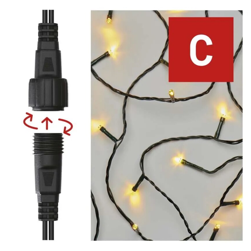LED Ziemassvētku āra virtene 50xLED/5m IP44 silti balta