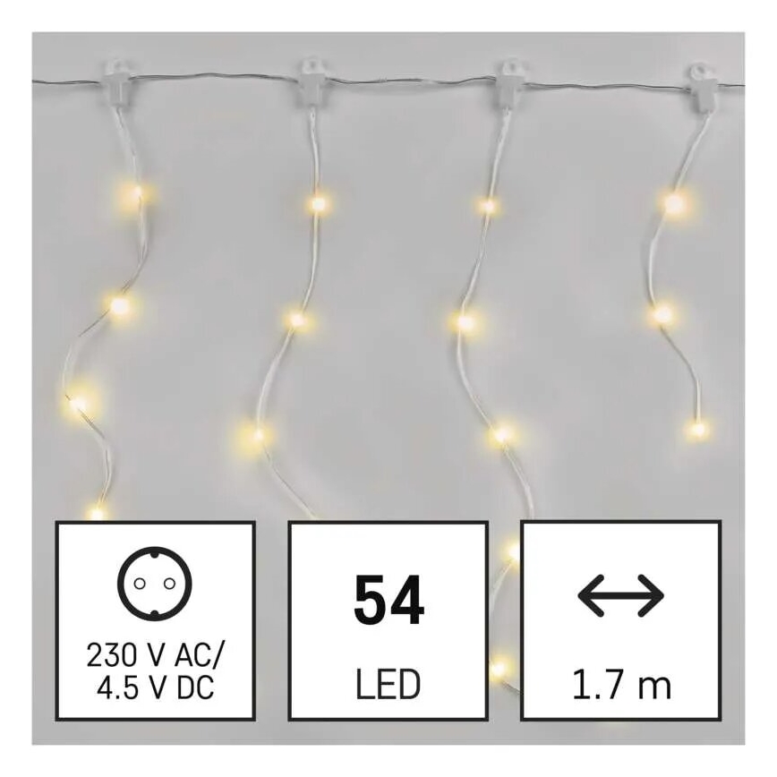 LED Ziemassvētku āra virtene 54xLED/8 funkcijas 6,7x0,7m IP44 silti balta