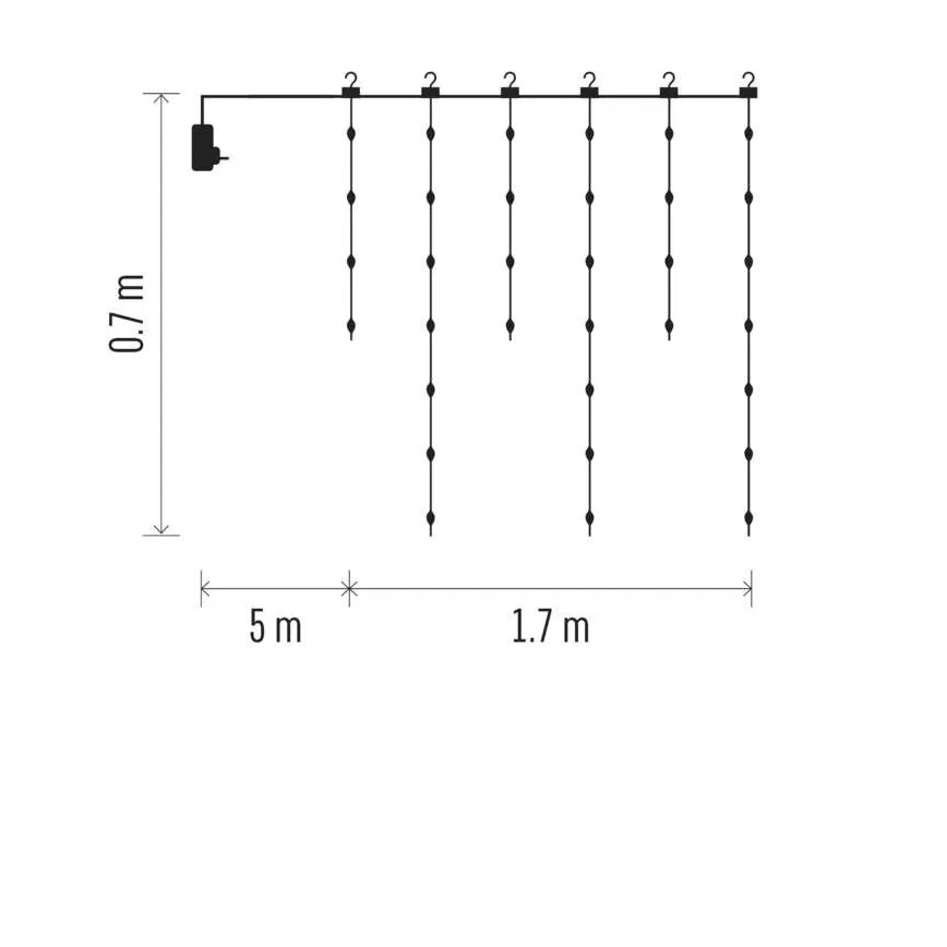 LED Ziemassvētku āra virtene 54xLED/8 funkcijas 6,7x0,7m IP44 silti balta