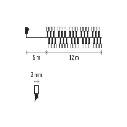 LED Ziemassvētku āra virtene 600xLED/17m IP44 daudzkrāsaina