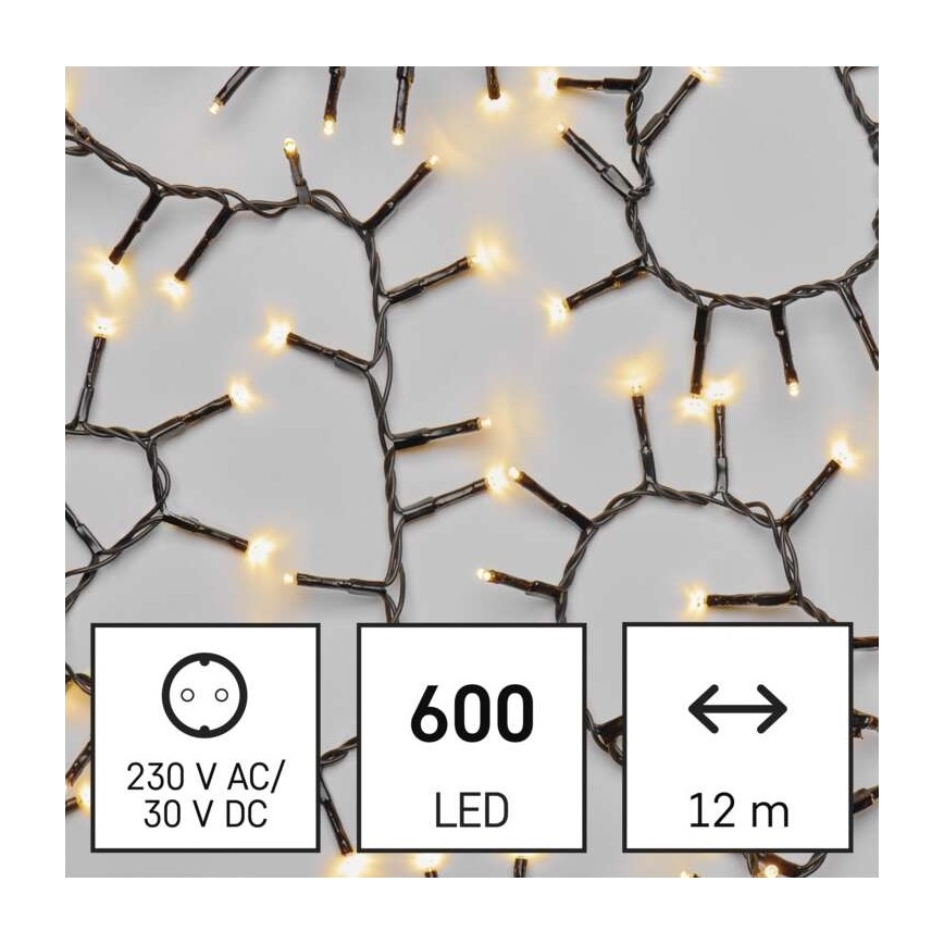 LED Ziemassvētku āra virtene 600xLED/17m IP44 silti balta