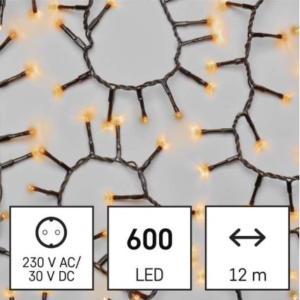 LED Ziemassvētku āra virtene 600xLED/17m IP44 vintage