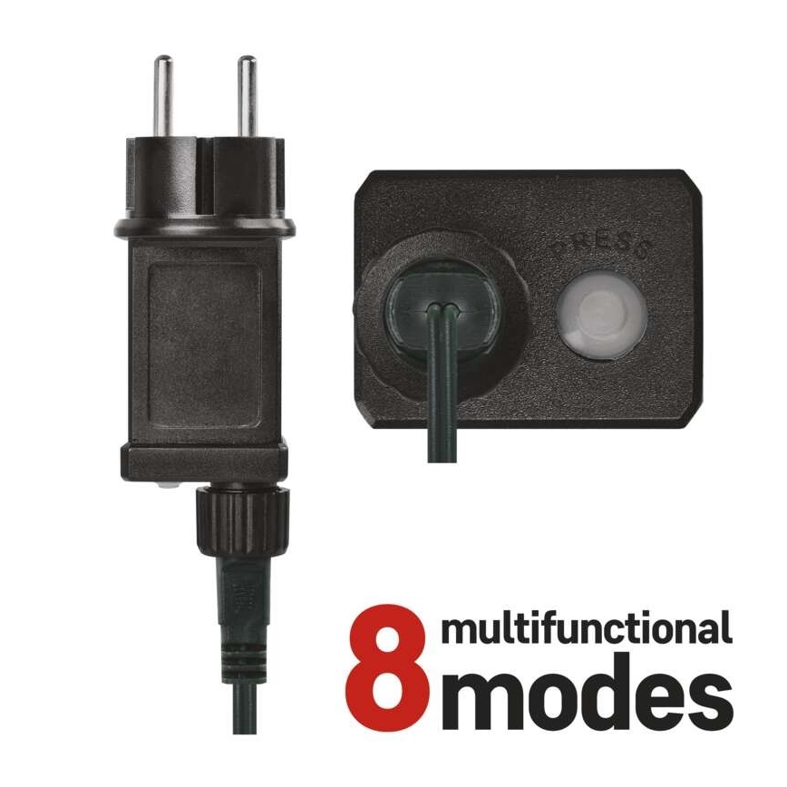 LED Ziemassvētku āra virtene 600xLED/8 režīmi 15m IP44  vēsi balta