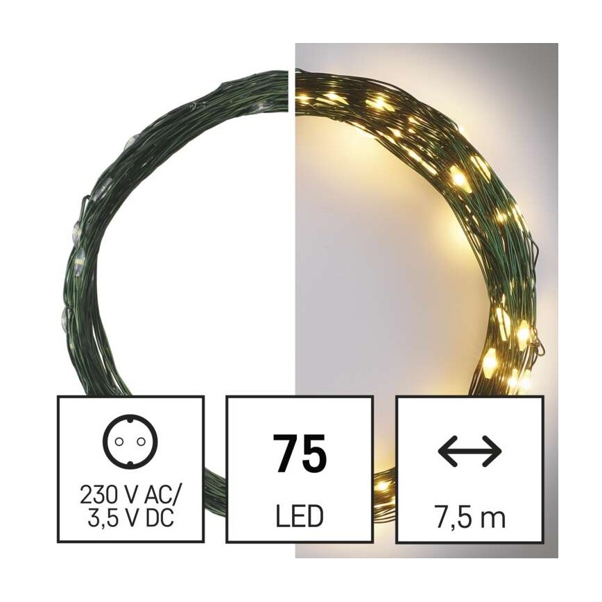 LED Ziemassvētku āra virtene 75xLED/12,5m IP44 silti balta