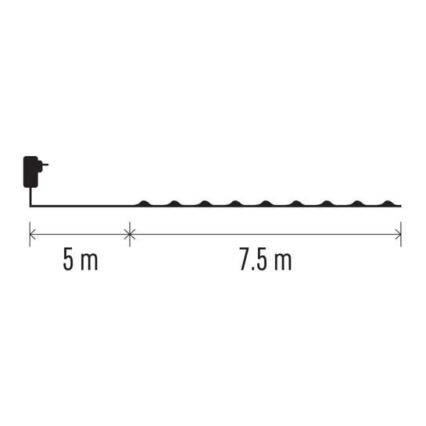 LED Ziemassvētku āra virtene 75xLED/12,5m IP44 silti balta