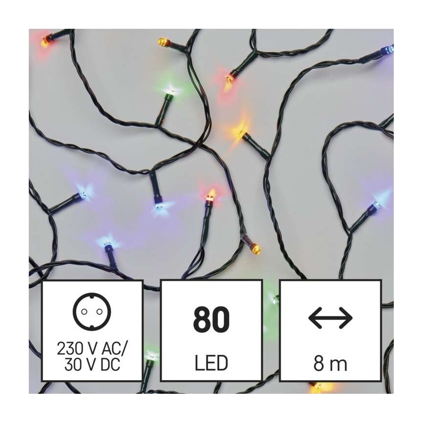 LED Ziemassvētku āra virtene 80xLED/13m IP44 daudzkrāsaina