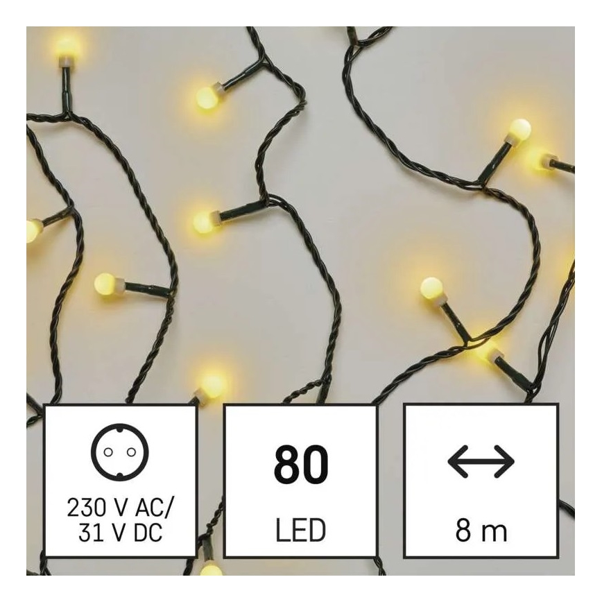 LED Ziemassvētku āra virtene 80xLED/13m IP44 silti balta