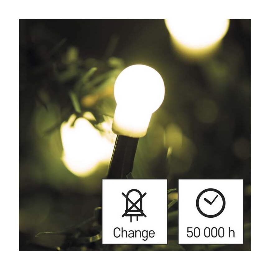 LED Ziemassvētku āra virtene 80xLED/13m IP44 silti balta