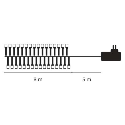 LED Ziemassvētku āra virtene 80xLED/13m IP44 silti balta