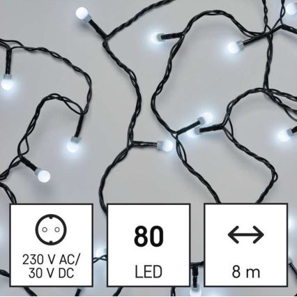 LED Ziemassvētku āra virtene 80xLED/13m IP44 vēsi balta