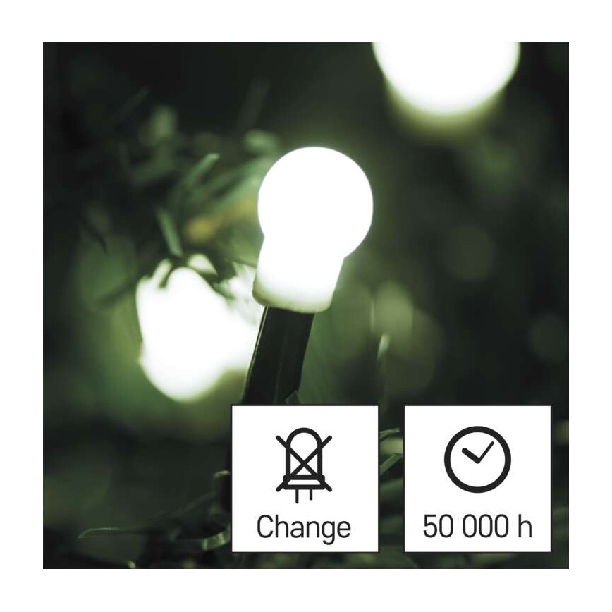 LED Ziemassvētku āra virtene 80xLED/13m IP44 vēsi balta