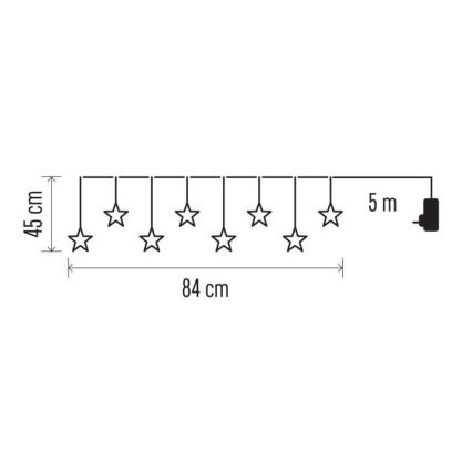 LED Ziemassvētku āra virtene 8xLED/5,84m IP44 zvaigznes