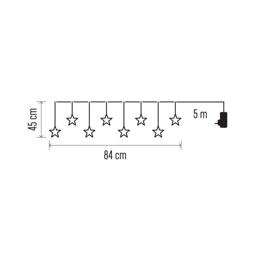 LED Ziemassvētku āra virtene 8xLED/5,84m IP44 zvaigznes