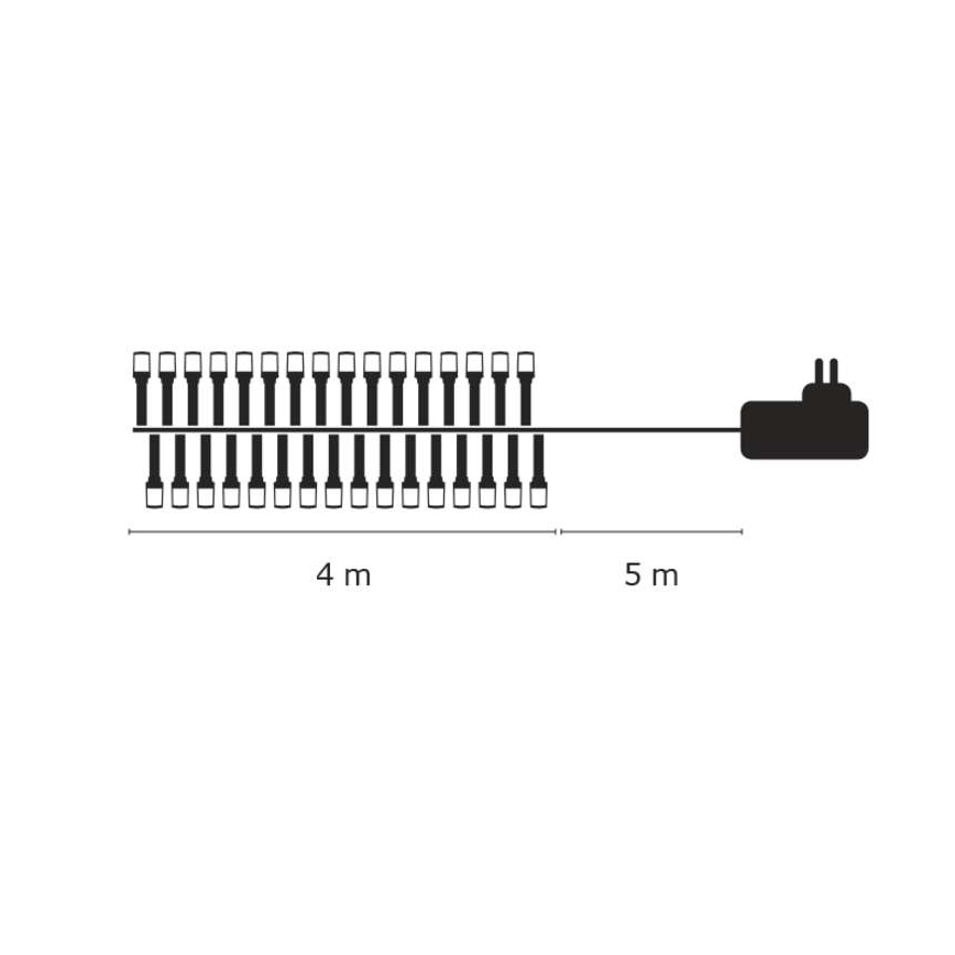 LED Ziemassvētku āra virtene CHAIN 40xLED 9m IP44 vēsi balta