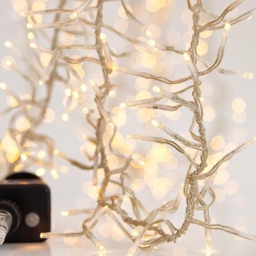 LED Ziemassvētku āra virtene CLUSTER 1152xLED/8 funkcijas 12 m IP44 silti balta
